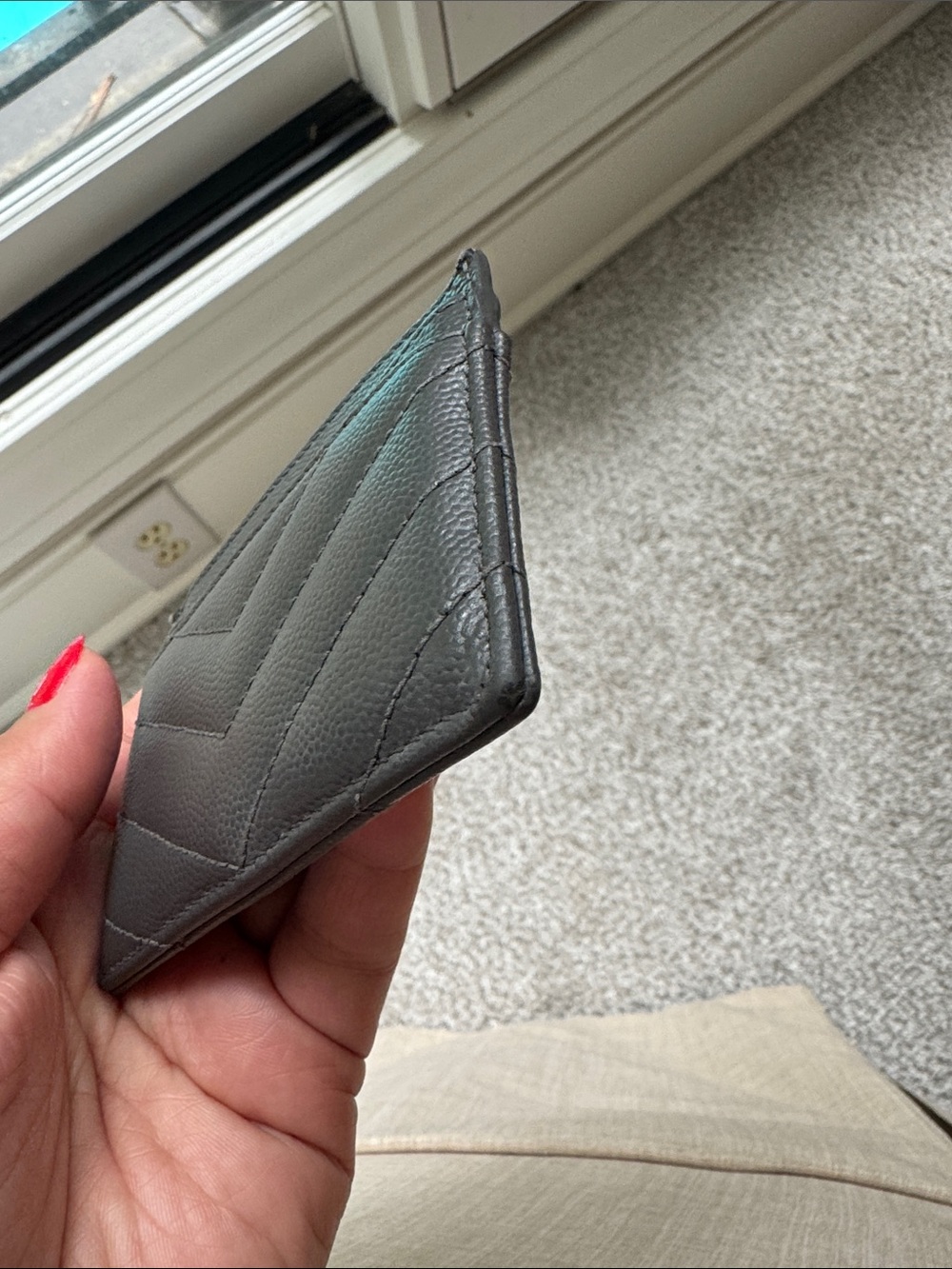 Saint Laurent Gray Quilted Card Holder with Gold YSL Hardware - Picture 13 of 15